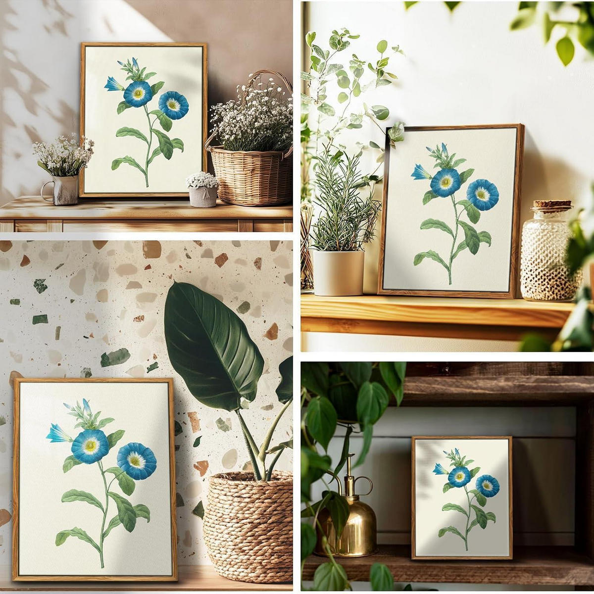 LEINWANDBILD mit Rahmen Vintage Insekten 30 x 40 cm - Blau, Holz (30/0.5cm)