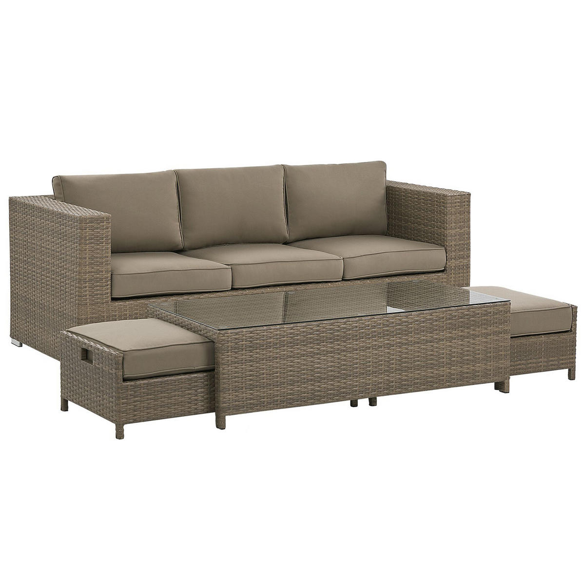 LOUNGE-SET 5-Sitzer Braun Belluno - Braun, Kunststoff - Beliani