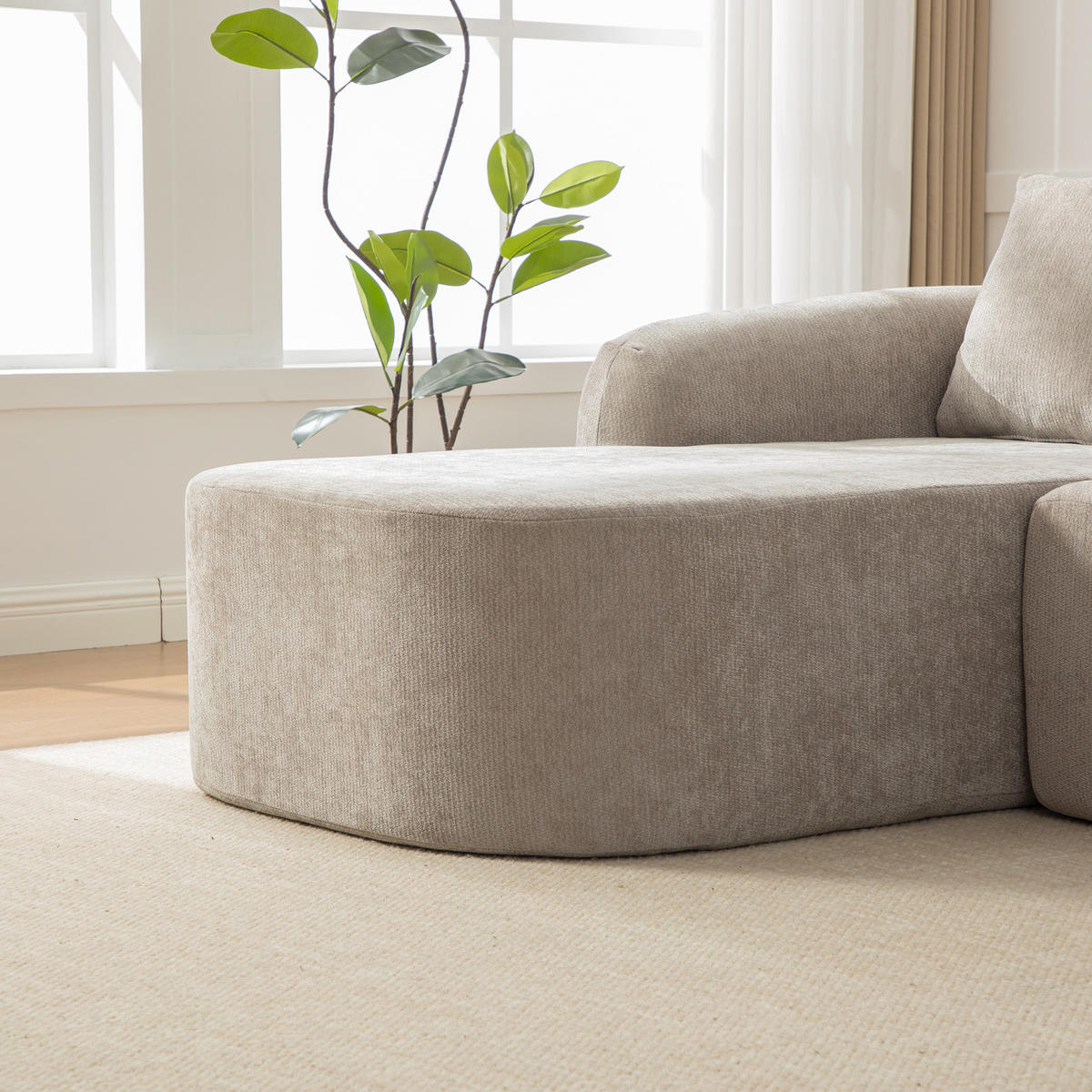 ECKSOFA Chenille Grau mit Kissen - Grau, Textil (270/172cm) - WISHDOR