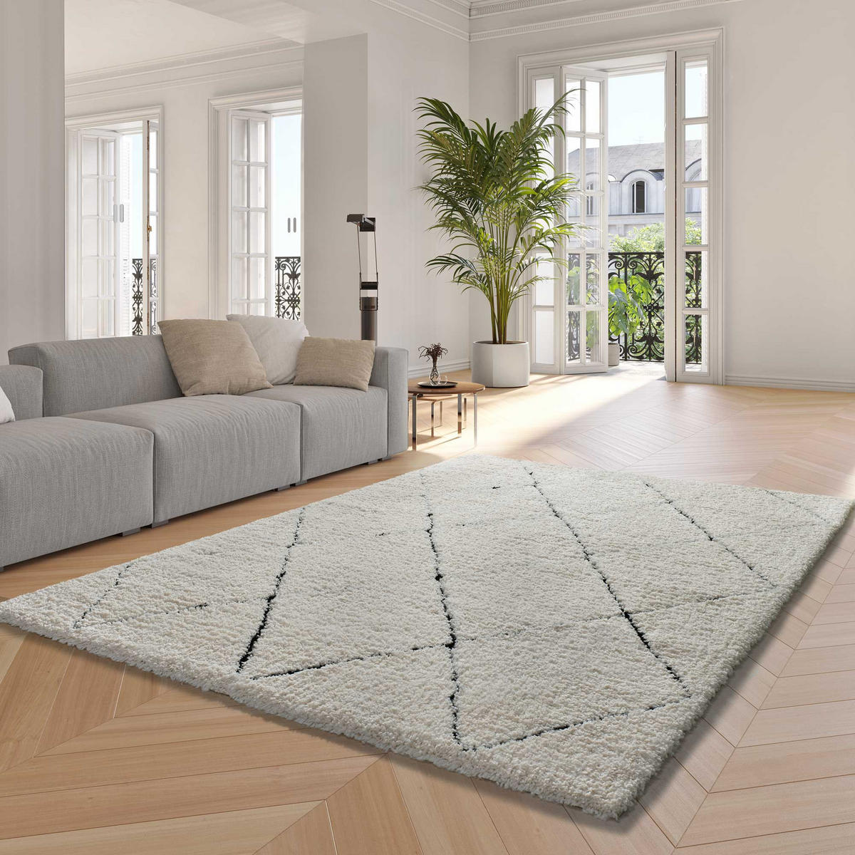 HOCHFLORTEPPICH Creme Atesa 60/120 cm - Creme, Naturmaterialien/Textil (60/120cm) - Atticgo