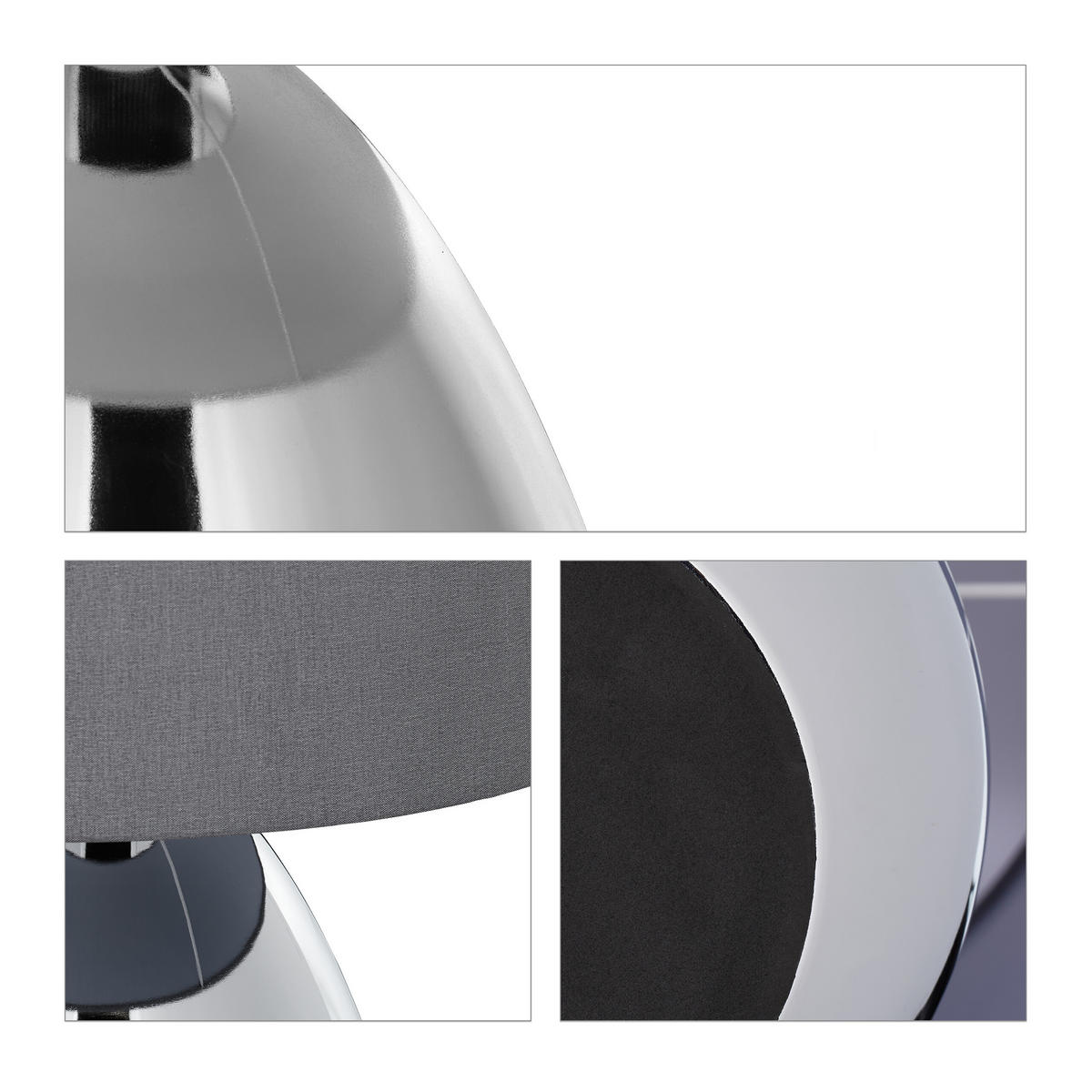 2 x Nachttischlampe - Silberfarben, Kunststoff/Textil (18/18/33.5cm) - Relaxdays