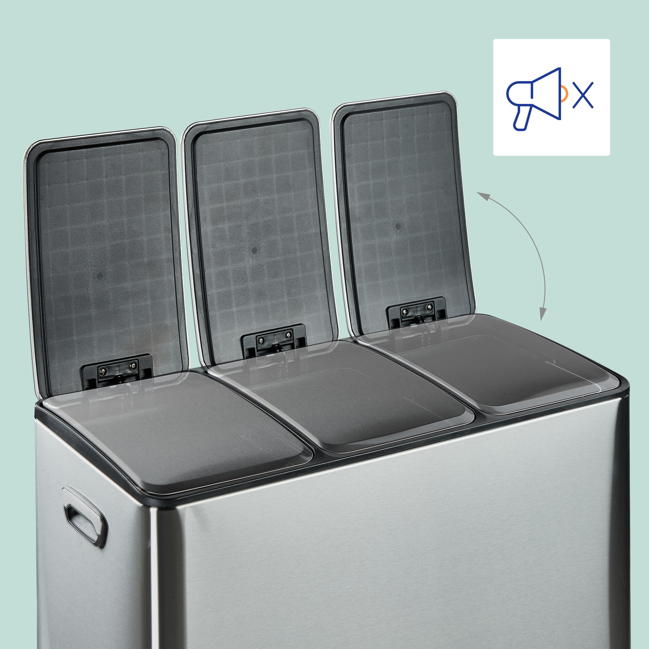 MÜLLEIMER - Silberfarben, Kunststoff/Metall (61/46.5/37cm) - Relaxdays