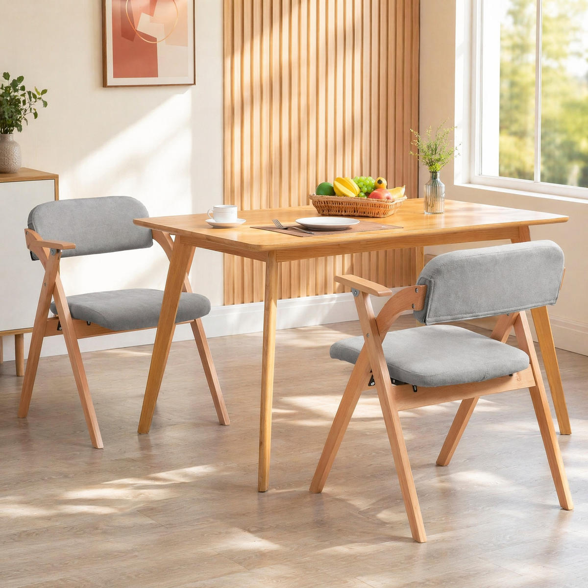 KLAPPSTUHL mit Armlehnen 2er-Set Buchenholz Grau - Grau, Holz (60/79/52.5cm) - Meubliv
