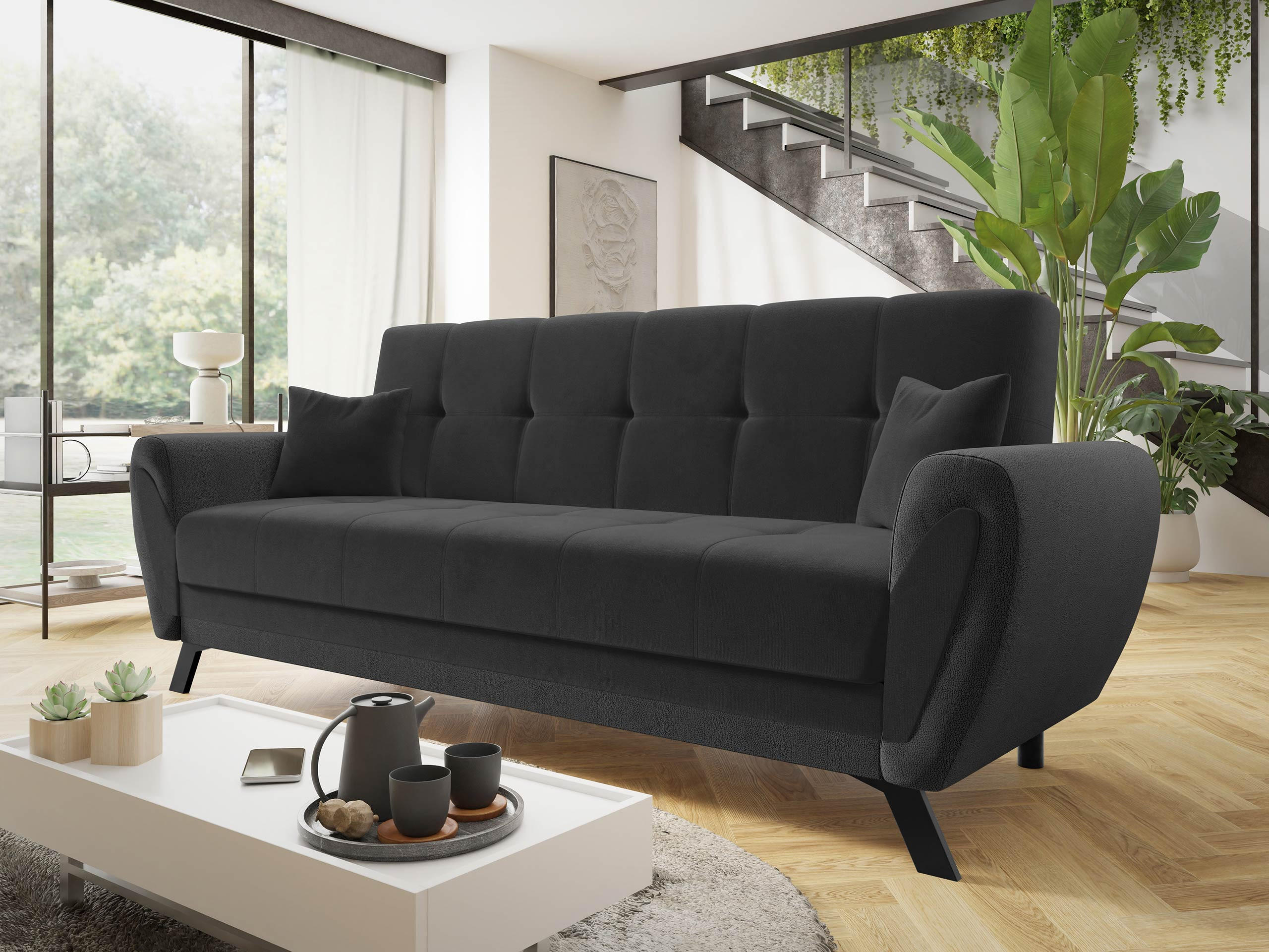 SCHLAFSOFA Kaja - Anthrazit/Schwarz, Holz/Textil (228/93/90cm) - MIRJAN24
