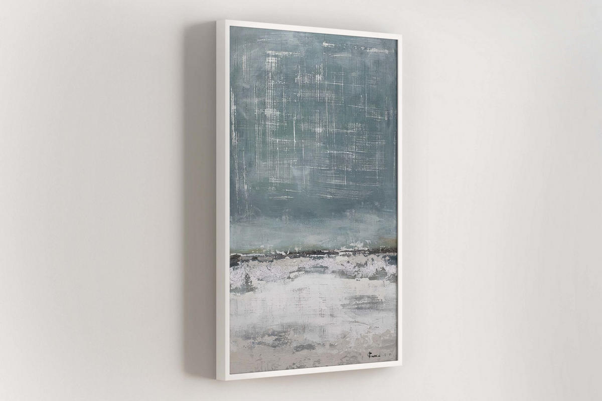 ACRYLBILD HANDGEMALT 60/90 cm - Blau/Beige, Holz/Textil (60/90cm) - KUNSTLOFT