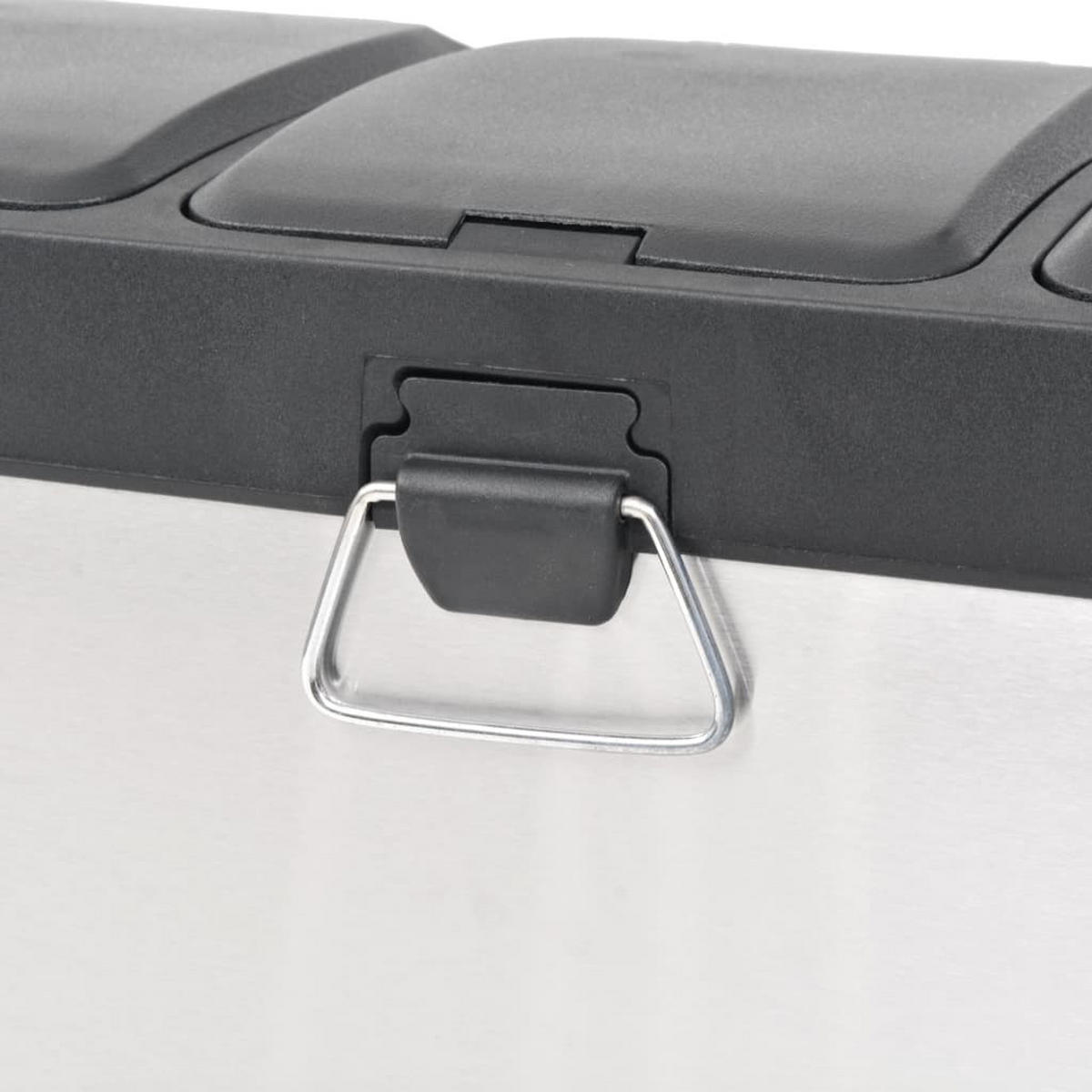 MÜLLEIMER 3 Fächer Edelstahl 3x 8L - Silberfarben, Metall (46/39.5/26.5cm) - DELUKE