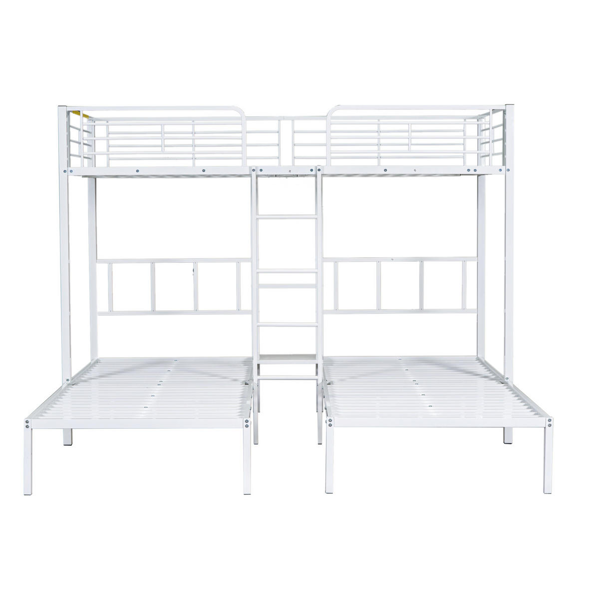 ETAGENBETT Dreifach mit Leiter und Tisch 90/200 cm Weiß - Weiß, Metall (90/200cm) - MIVRAY