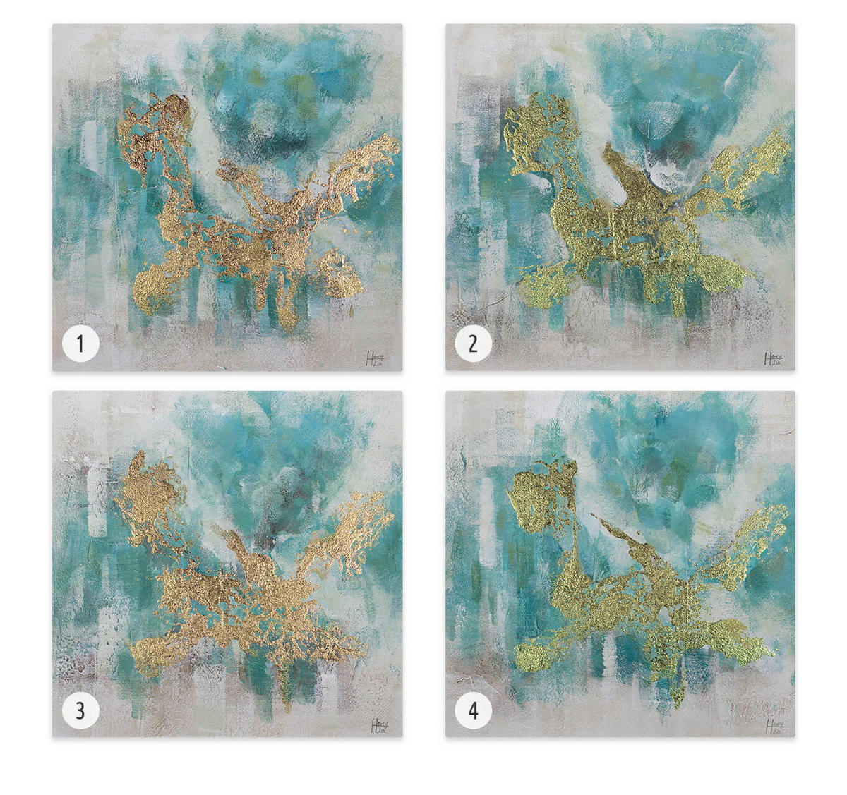 ACRYLBILD HANDGEMALT 60/60 cm - Blau/Goldfarben, Holz/Textil (1.1/60cm) - KUNSTLOFT