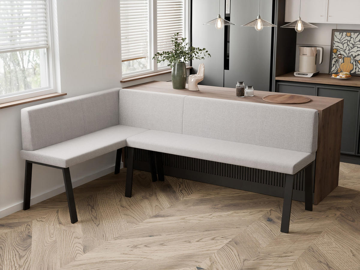 ECKBANK links MONO Y Webstoff glatt, 142/196 cm Beige - Beige, Textil/Metall (142/196cm) - Idohome
