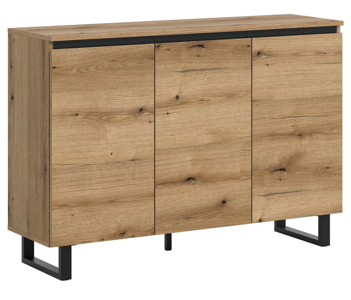 SIDEBOARD Evoke Eiche, schwarz, Kommode 120 x 84 cm mit Soft-Close, Gelia - Eichefarben/Schwarz, Holzwerkstoff/Metall (120/84/36cm) - Inn.Furn