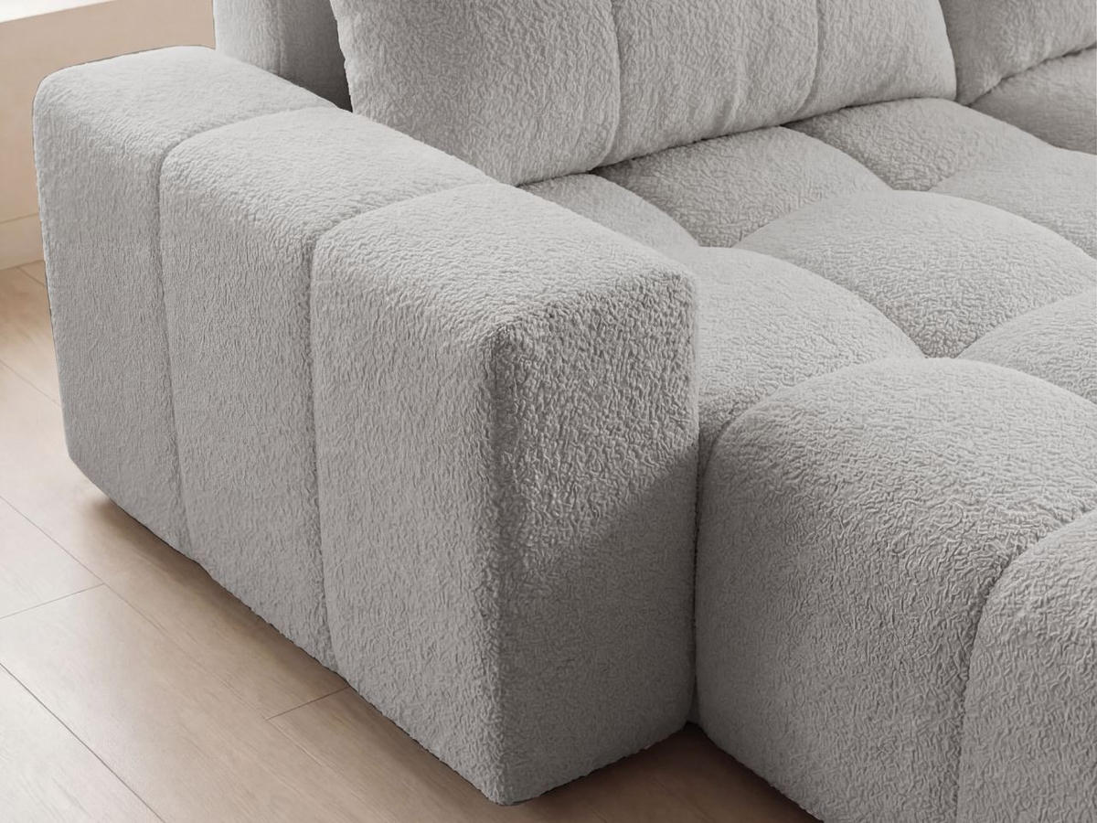 ECKSOFA Bresso Bouclé-Stoff Hellgrau - Hellgrau, Holz/Textil (255/168cm) - Graingold