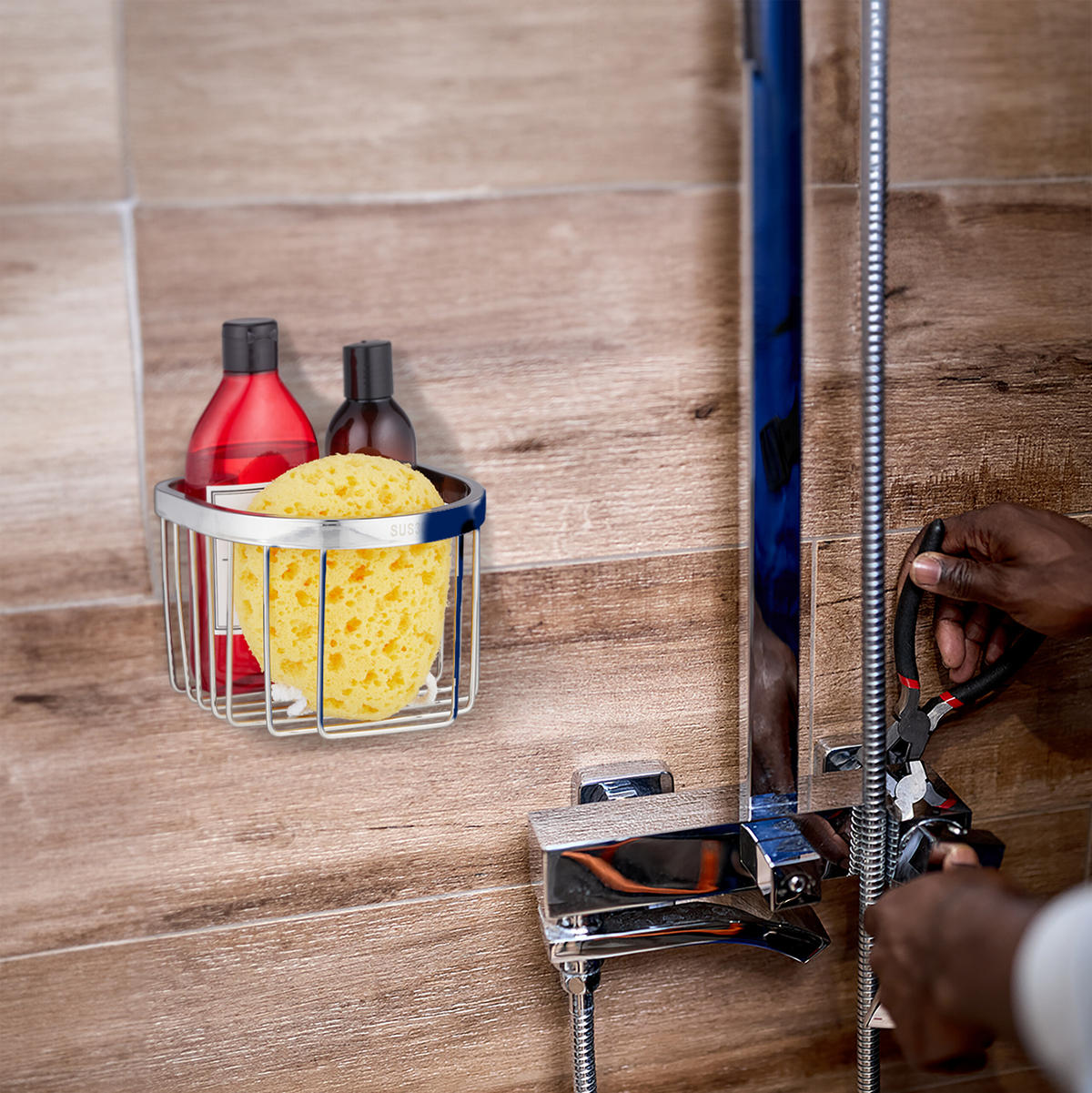 DUSCHABLAGE - Silberfarben, Metall (16/11.5/16cm) - Relaxdays