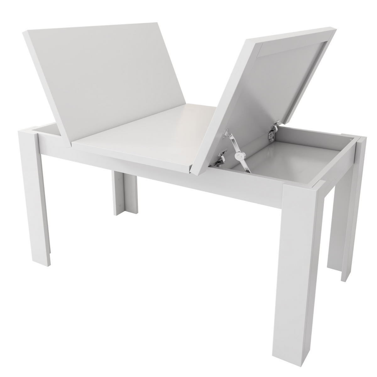 ESSTISCH 120/70 cm mit klappbarer Platte und verstecktem Stauraum aus MDF, Weiß - Weiß, Holzwerkstoff (120/70/75cm) - Redom