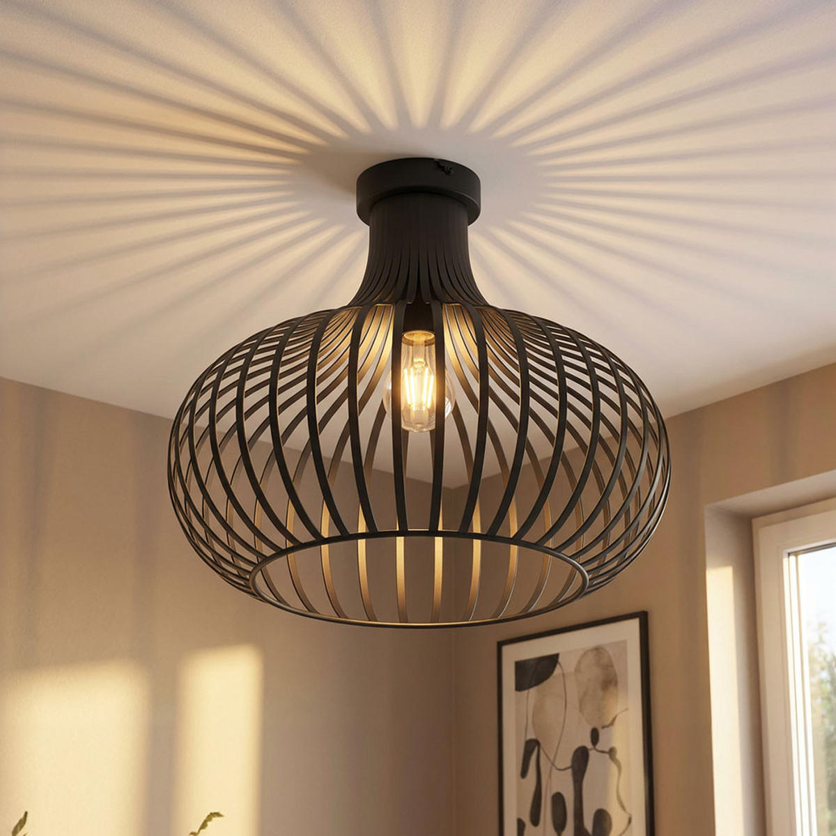 LED DECKENLEUCHTE Metall Rostoptik Braun - Braun, Metall (40/40/35cm) - Nowa