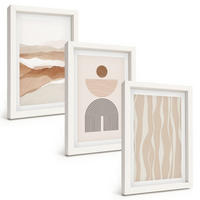 BILDER SET 3er Set - 20x30 cm Weißer Rahmen - Abstrakte Landschafts- und Naturgeometrie - Weiß, Kunststoff (20/30cm) - TULUP
