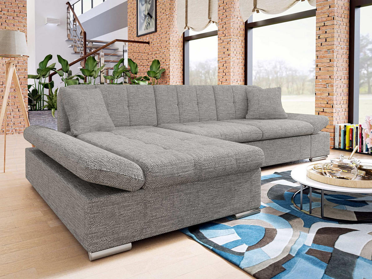 ECKSOFA Malwi, Seite: Links - Grau, Holz/Textil (278/161cm) - MIRJAN24