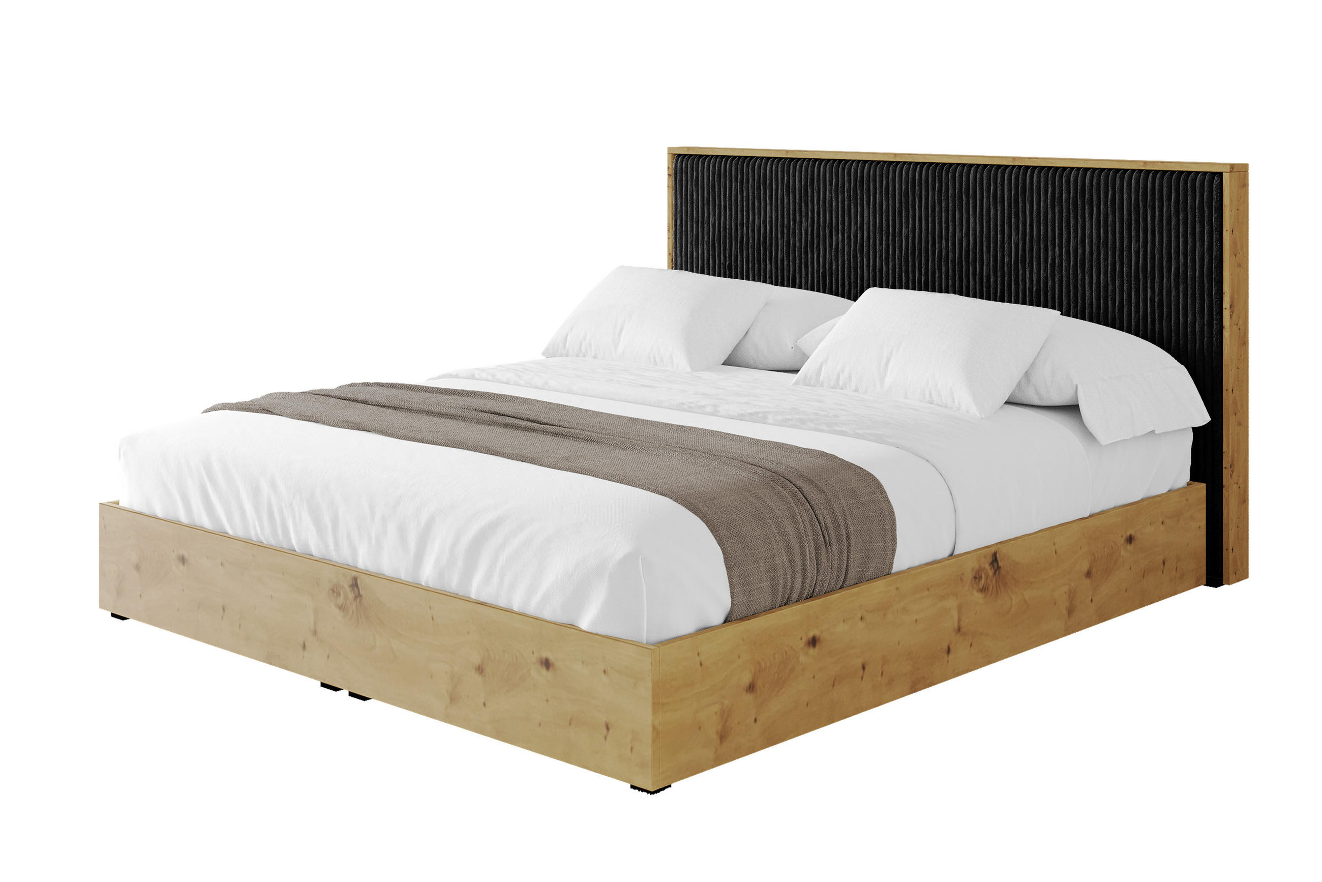 POLSTERBETT mit Bettkasten und Lattenrost, Boxbett mit Kopftei und Stauraum ohne Matratze - ENZO10 200x200 Schwarz - Schwarz, Holzwerkstoff/Textil (200/200cm) - ALTDECOR