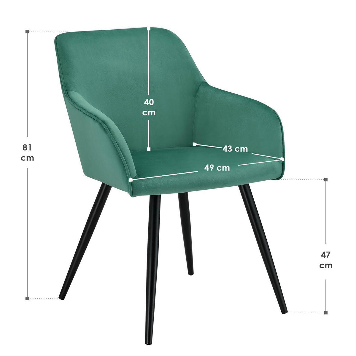 ESSZIMMERSTUHL Tarje Samt Grün - Grün, Textil (49/81/43cm) - Juskys