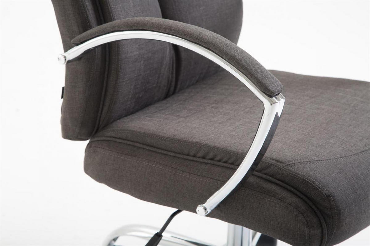 CHEFSESSEL Stoff dunkelgrau - Chromfarben/Dunkelgrau, Textil/Metall (65/115/73cm) - CLP