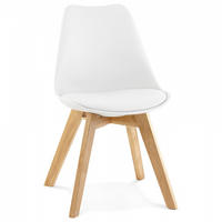 STUHL Weiß 48x83x56cm - Eichefarben/Weiß, Leder/Holz (48/83/56cm) - AlterEgo
