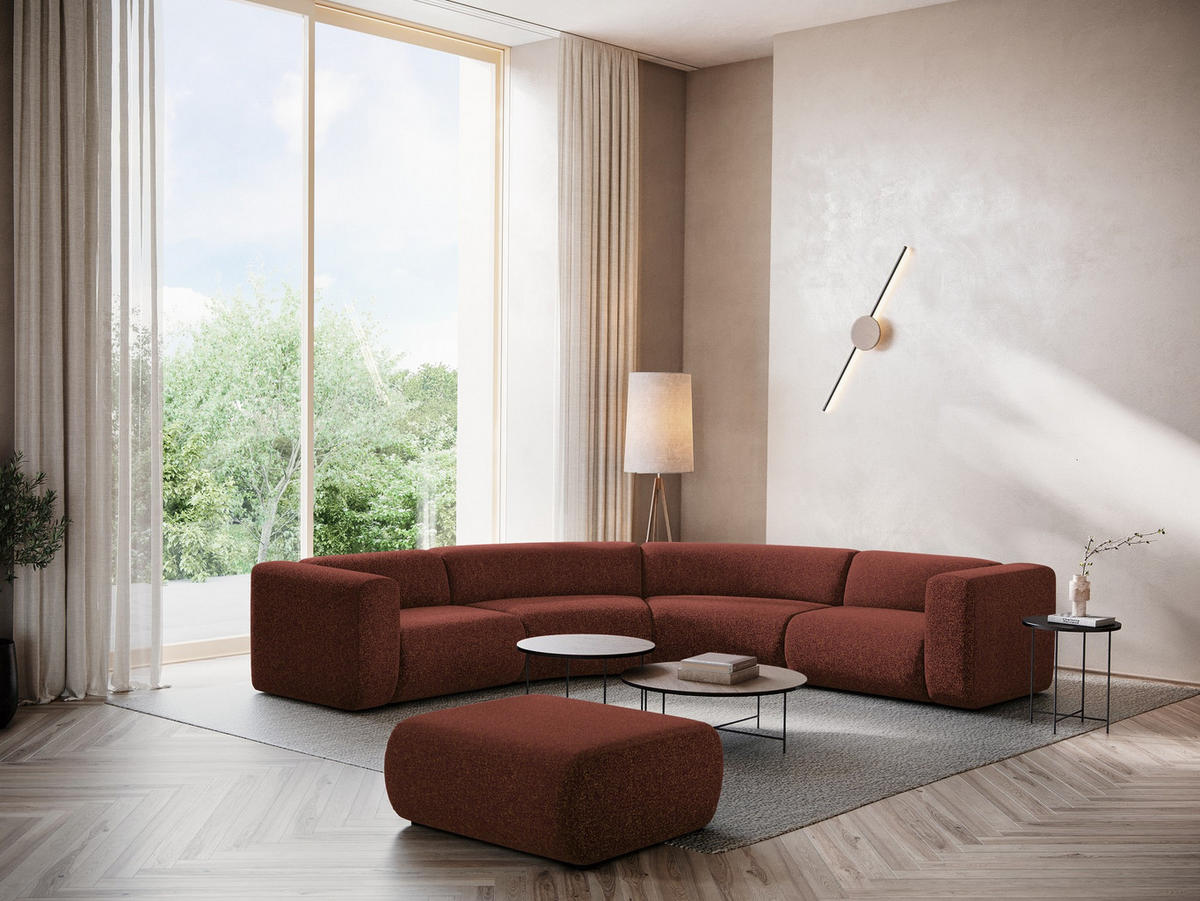 ECKSOFA Strukturstoff Stoff Rot - Bordeaux/Rot, Kunststoff/Textil (318/318cm) - Makamii