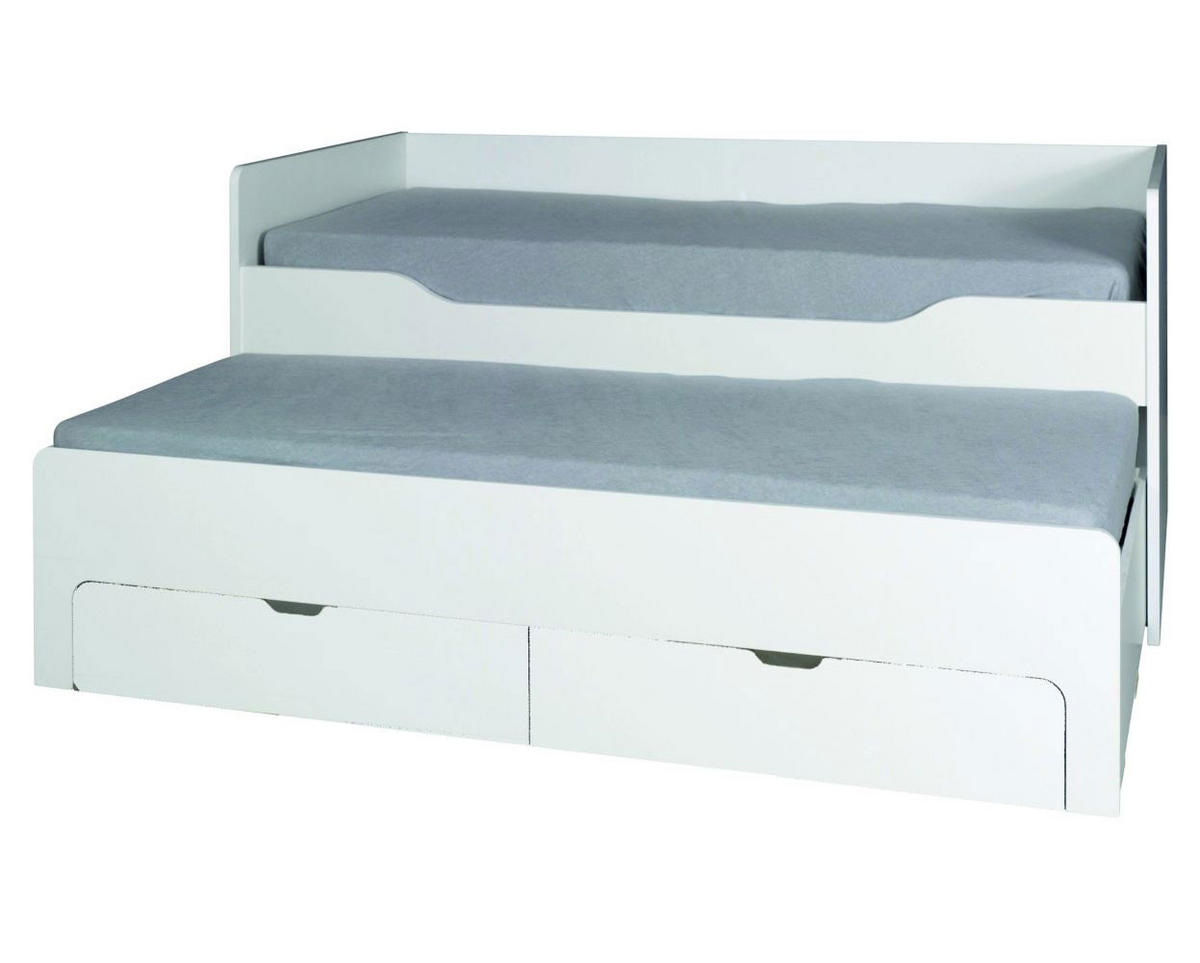 BETT MIT AUSZIEHLIEGE Rico weiß 96 / 197,5 / 80cm - Weiß, Holz/Holzwerkstoff (90/200cm) - Feldmann-Wohnen