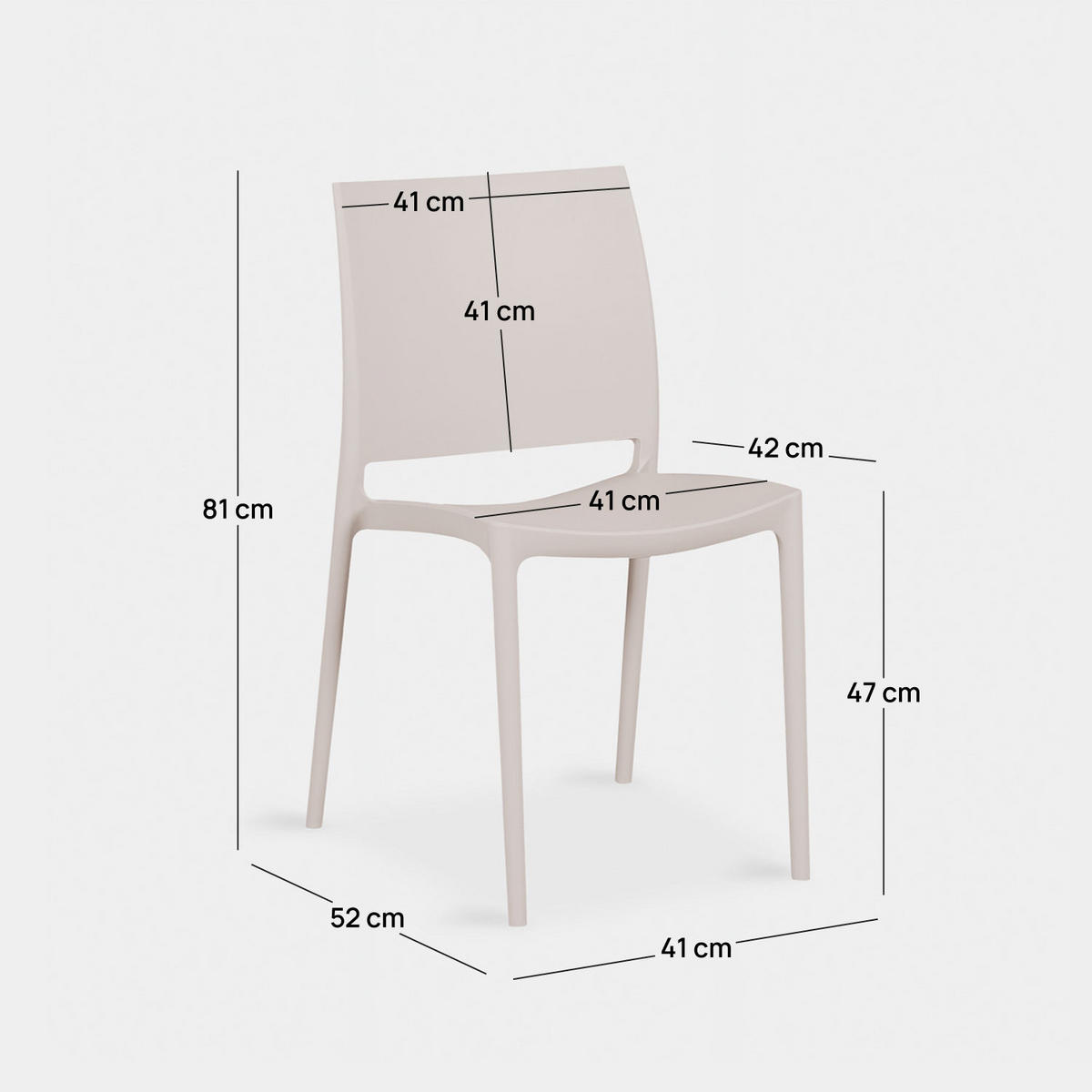 GARTENSTUHL Keir Beige 44 cm x 81 cm 4er-Set - Beige, Kunststoff (44/81/52cm) - Klast Home
