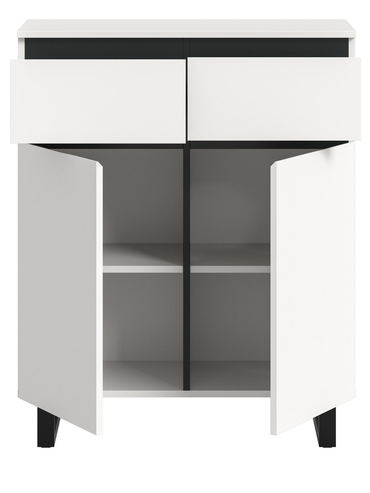 KOMMODE weiß, schwarz, Highboard 80 x 99 cm, Soft-Close, Gelia - Schwarz/Weiß, Holzwerkstoff/Metall (80/99/36cm) - Inn.Furn
