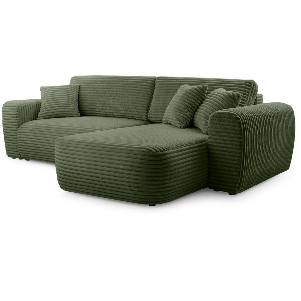 ECKSCHLAFSOFA Harmonia Dunkelgrün rechts - Dunkelgrün/Schwarz, Textil (297/169cm) - Beautysofa