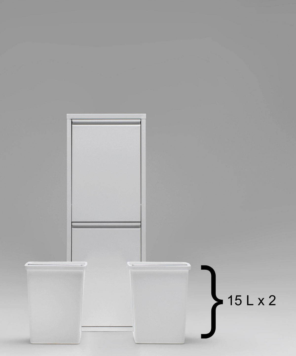 MÜLLEIMER 2 Fach Weiß Mülltrennsystem aus Metall - Weiß, Metall (33/92/25cm) - Gowoll