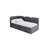 EINZELLBETT Jugendbett mit Bettkasten, Rechts - ALVY 80x200 Dunkelgrau - Dunkelgrau, Holzwerkstoff/Textil (80/200cm) - ALTDECOR