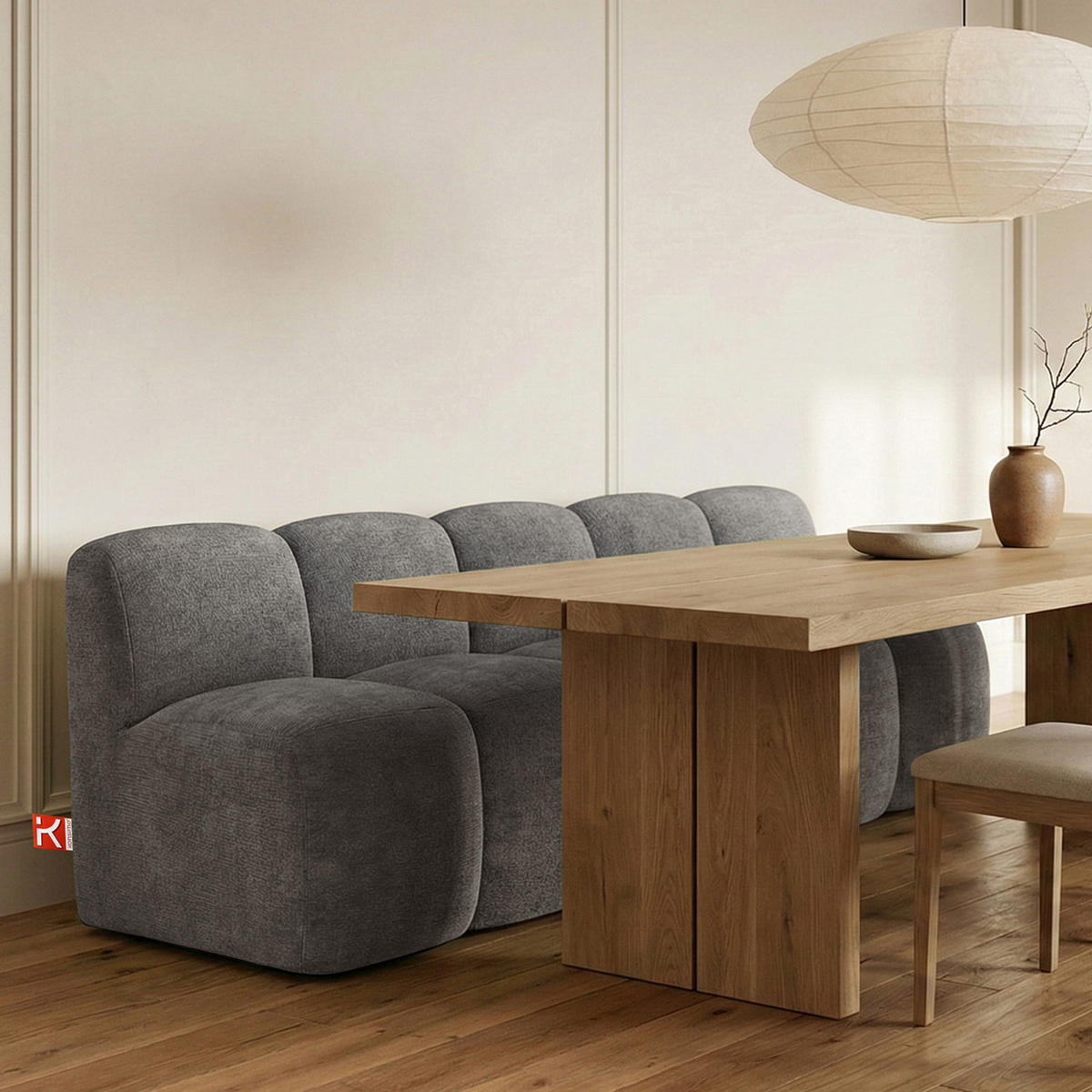 ESSZIMMERBANK BRESCO, Dunkelgrau - Dunkelgrau, Holz/Holzwerkstoff (203/80/72cm) - KONSIMO®