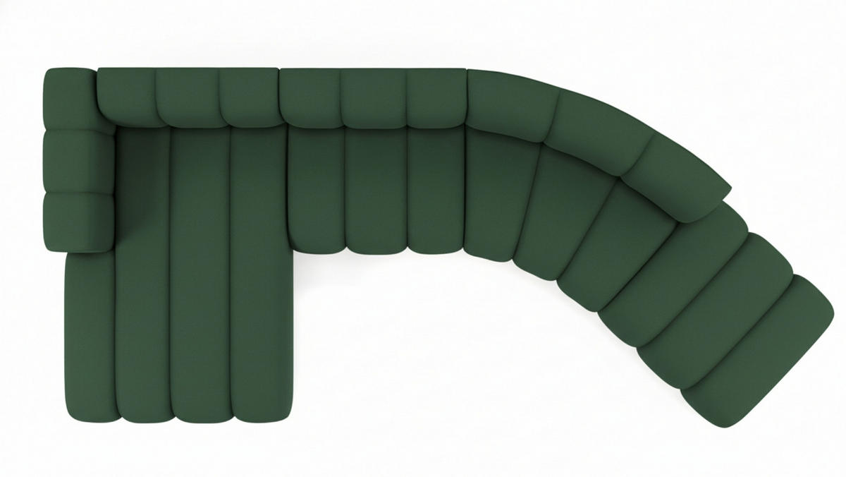 ECKSOFA L-Form GRAND Round, Stoff Salvador, Grün, Links - Grün, Holz (445/179cm) - Kaiser Möbel