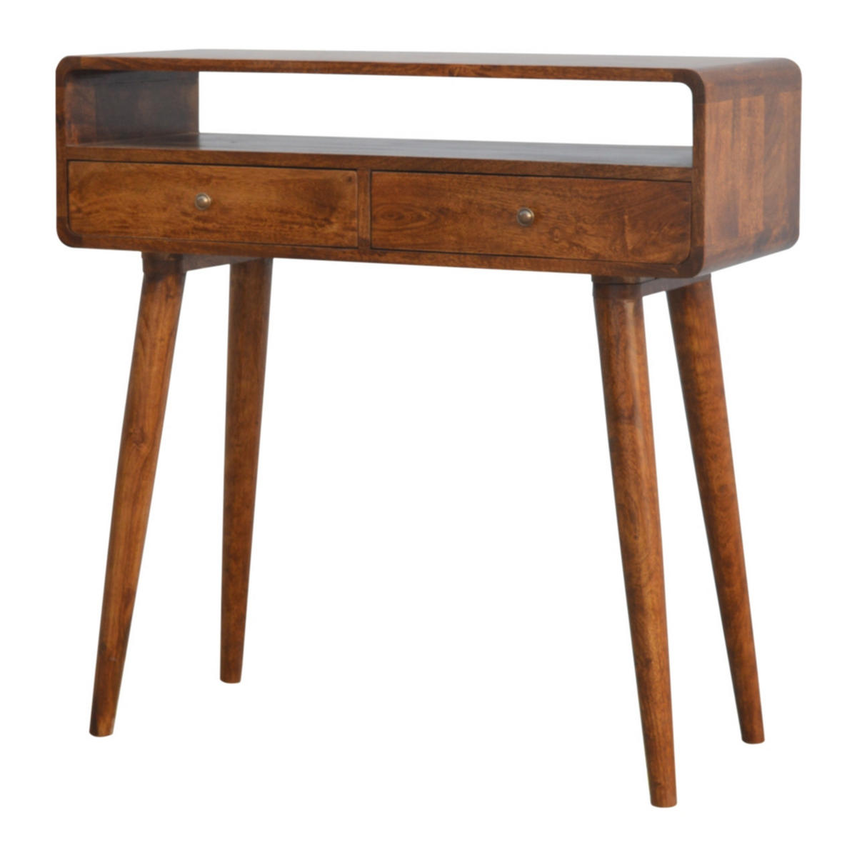KONSOLENTISCH im Kastanienholz-Finish - Messingfarben/Braun, Holz/Metall (35/90/90cm) - Artisan Furniture