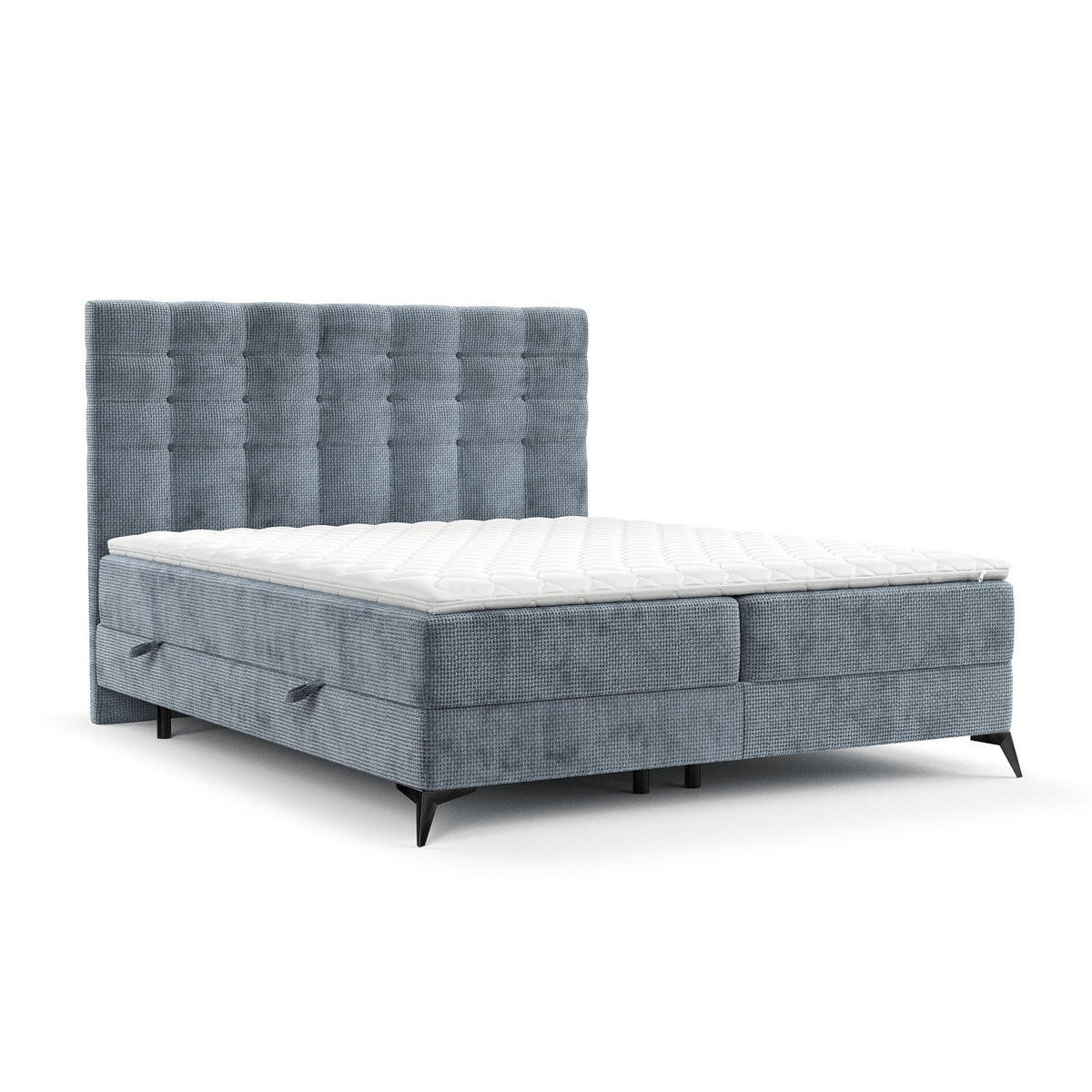 BOXBETT Niro 200/200 cm Hellblau im Bonita Stoff - Schwarz/Hellblau, Holz/Holzwerkstoff (200/200cm) - AltaBeds