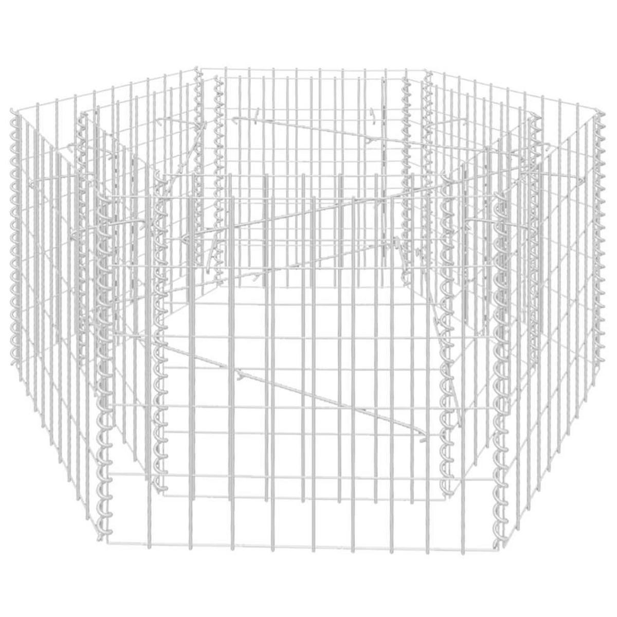SECHSECKIGES Gabionen-Hochbeet 100x90x50 cm - Silberfarben, Metall (100/50/90cm)