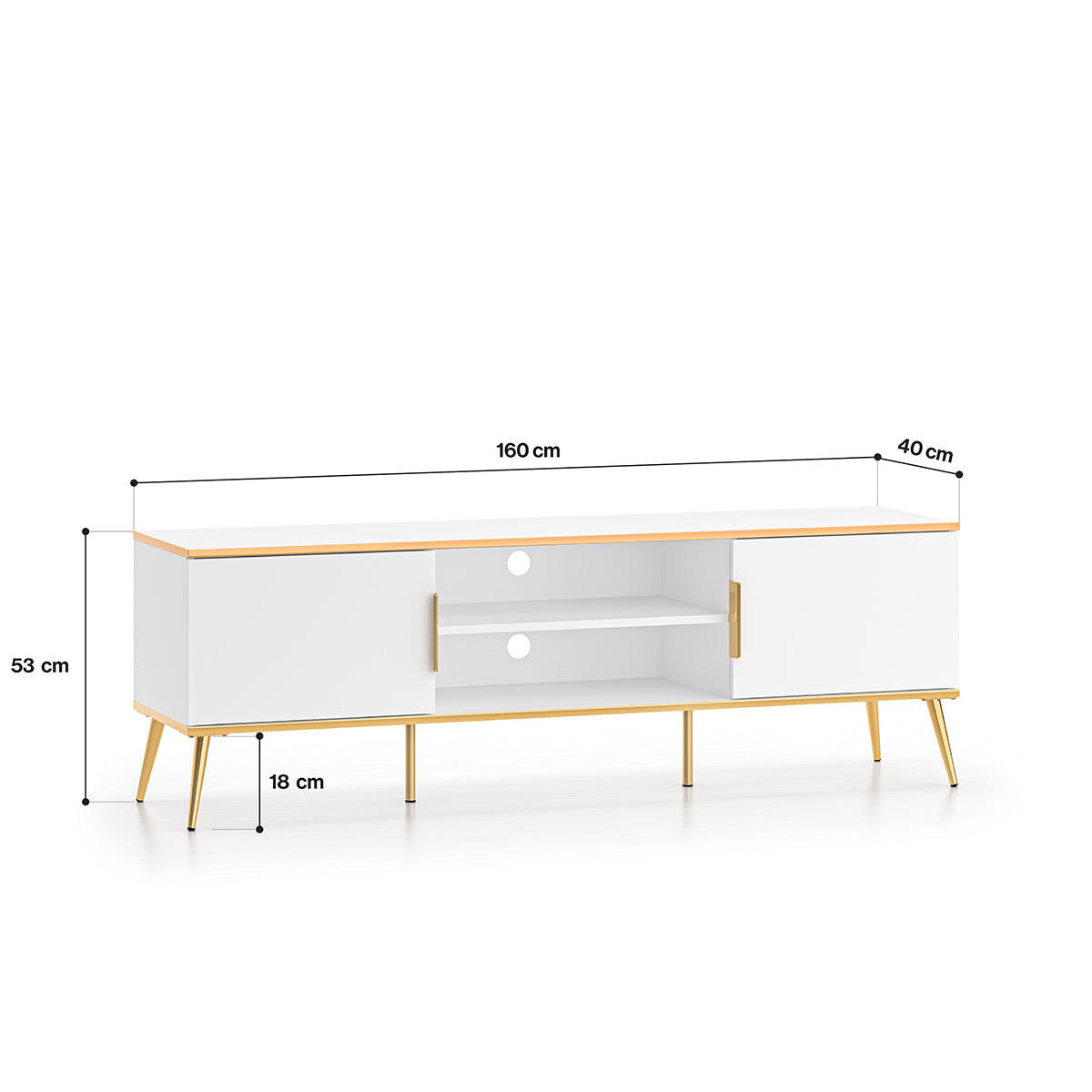 TV-MÖBEL Zora Weiß - Weiß, Holzwerkstoff (160/53/40cm) - Petits-meubles