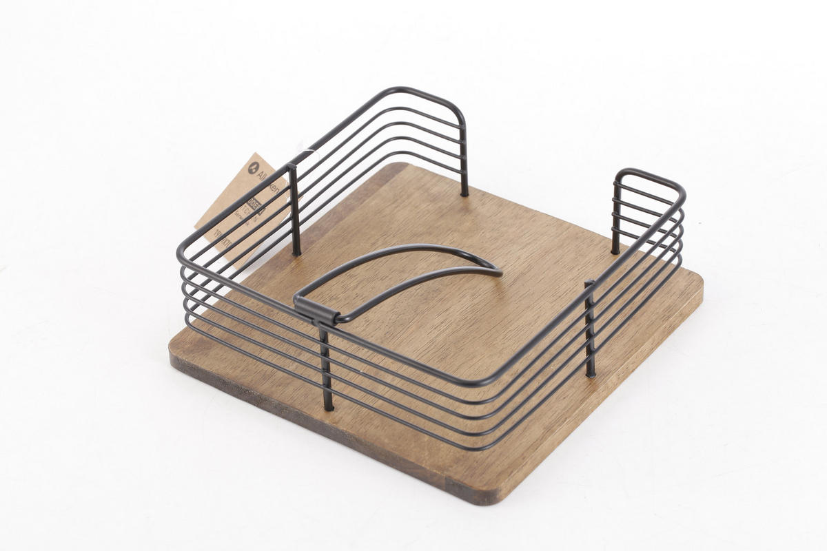 SERVIETTENHALTER Modern Kitchen Schwarz Naturfarbe 19/49/7 cm Holz - Schwarz/Naturfarben, Holz/Metall (49/19cm) - Mondex