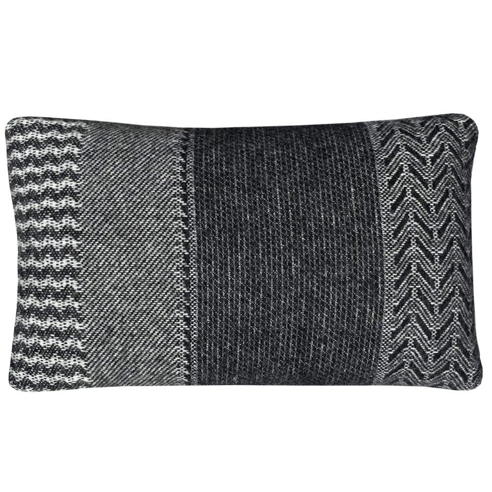 Malagoon Wollkissen Schwarz 35x12x60 cm