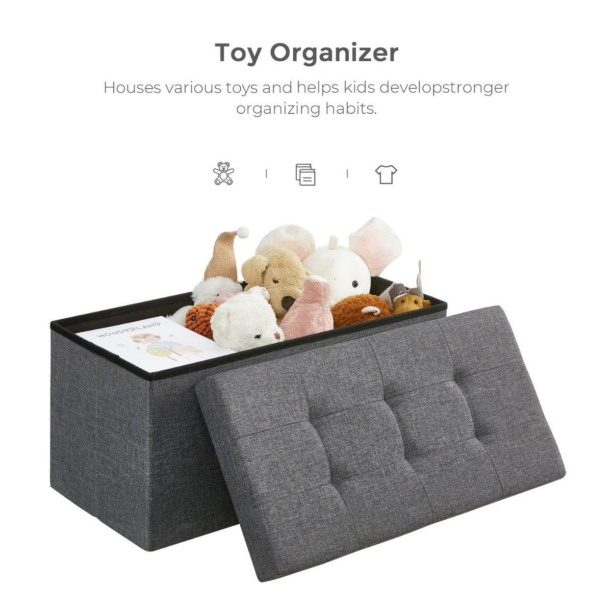 SITZBOX - L76 cm - Dunkelgrau, Holzwerkstoff (38/38/76cm) - Calicosy