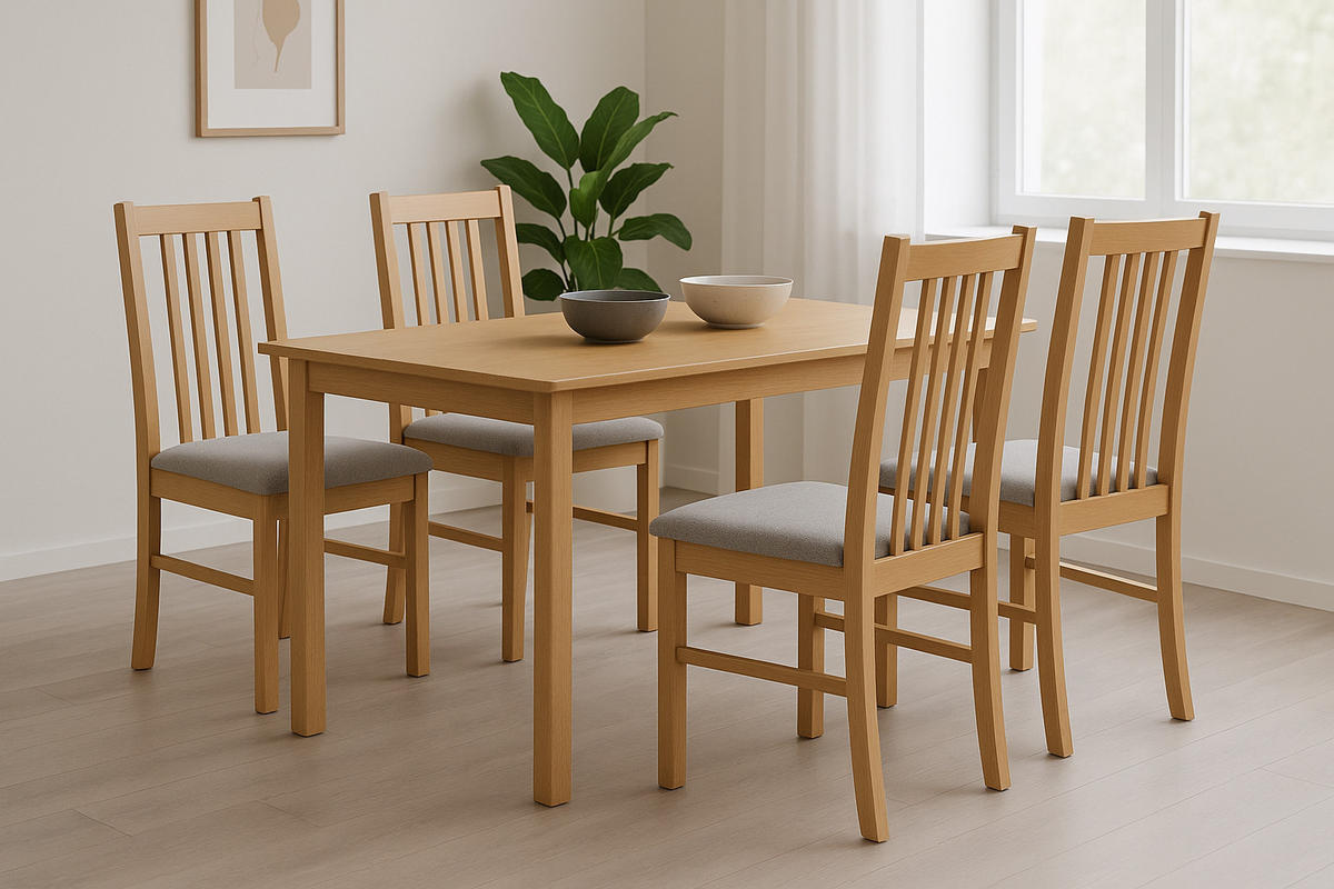 STUHL 6er ONTIKA 1, grandson - Eichefarben/Silberfarben, Holz (43/94/40cm) - Leaf Design