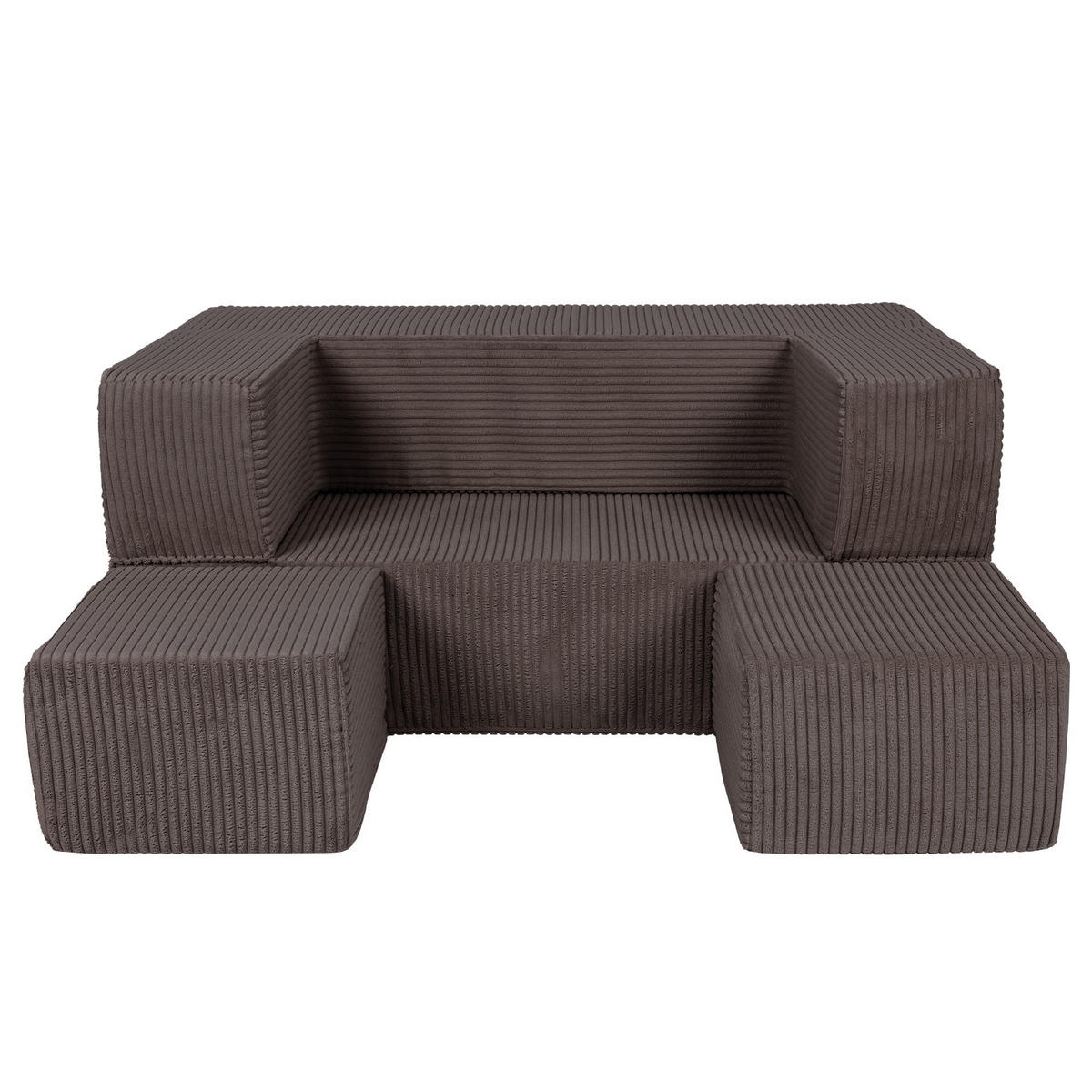 KINDERSOFA, Aesthetic, Cube, Braun - Braun, Textil (96/40/50cm) - MeowBaby