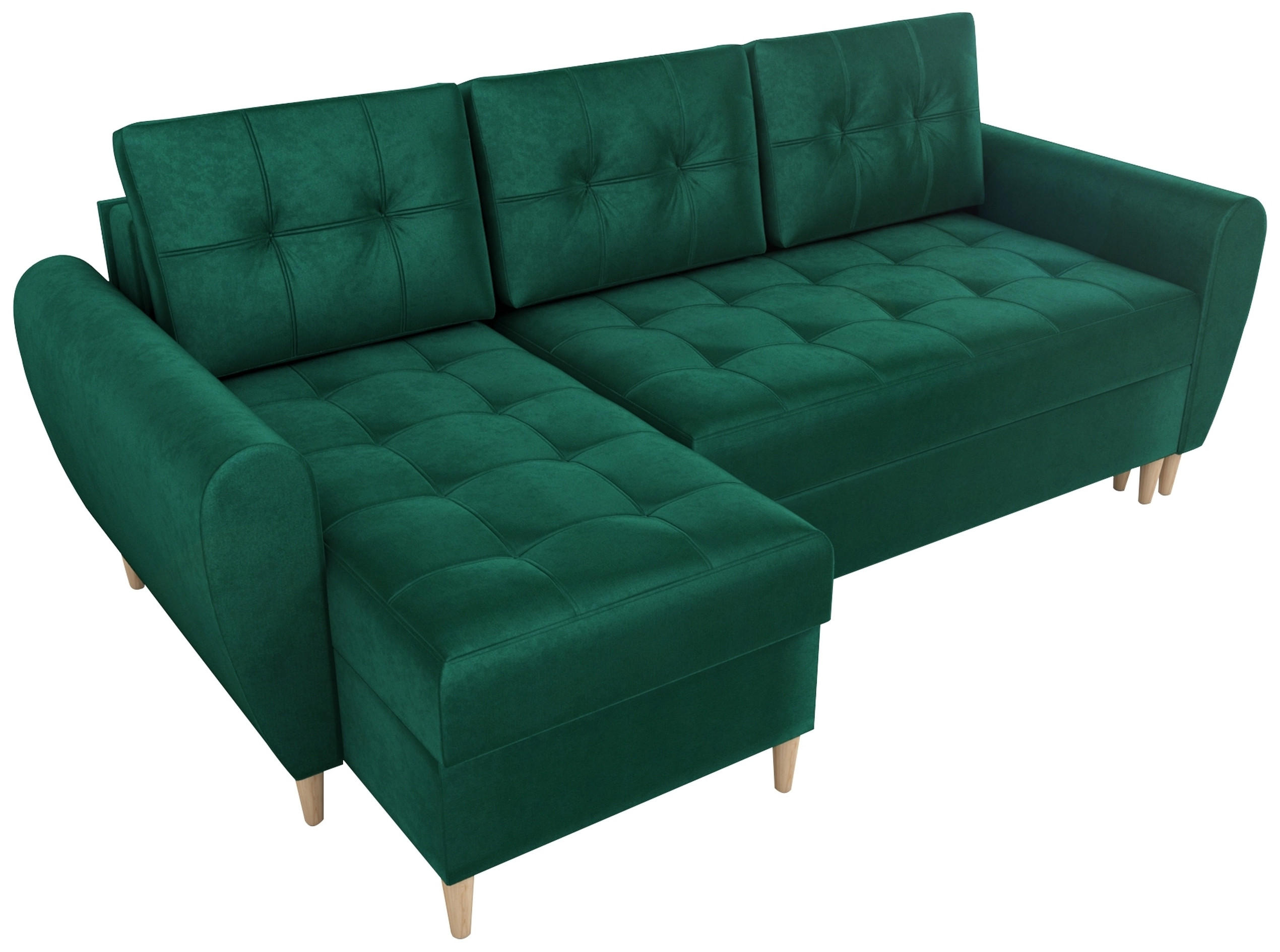 ECKSOFA Henry mit Schlaffunktion Grün Samtstoff - Grün, Textil (232/141cm) - Bromarkt