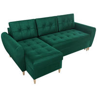 ECKSOFA Henry mit Schlaffunktion Grün Samtstoff - Grün, Textil (232/141cm) - Bromarkt