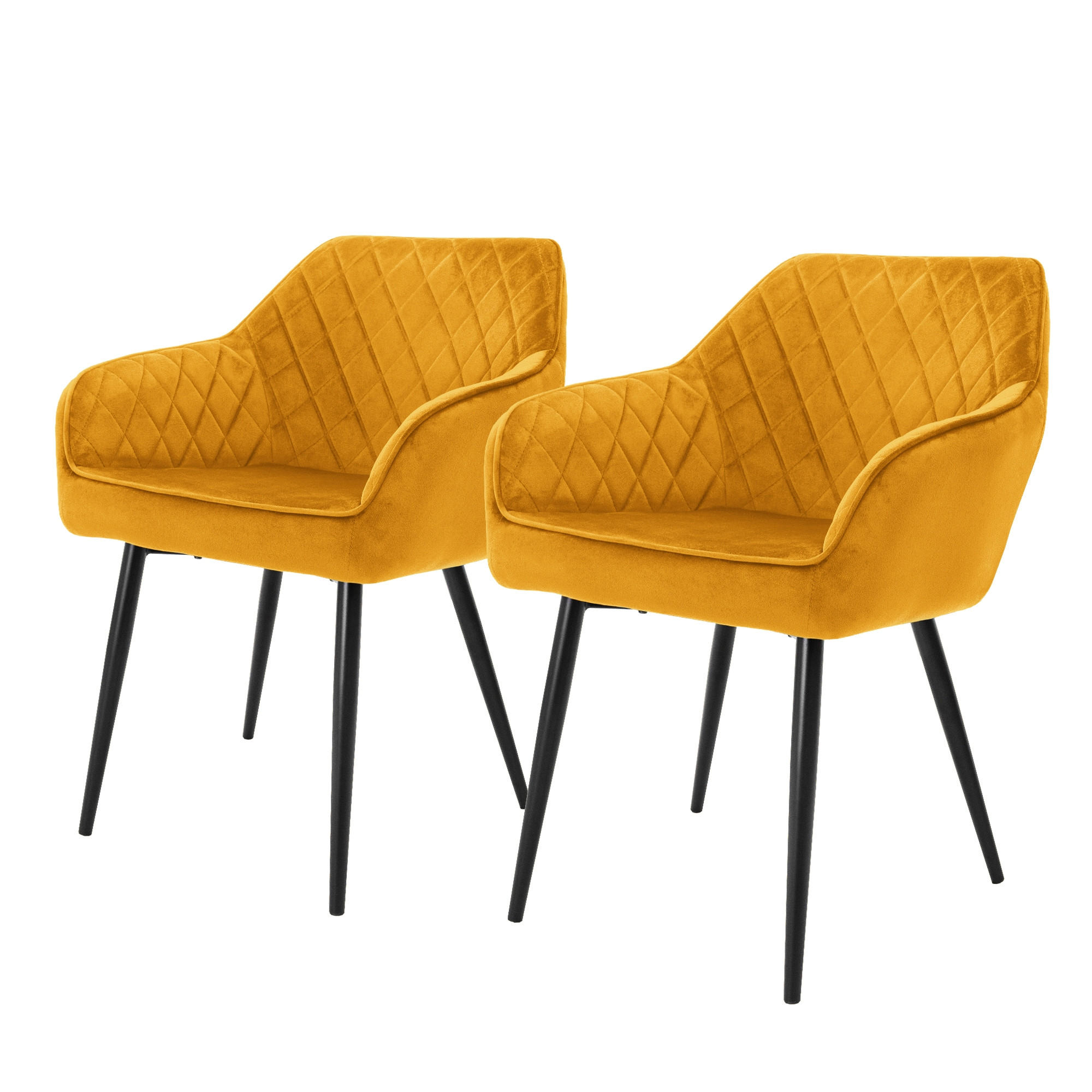 ESSZIMMERSTUHL Samt Gelb 2er Set - Gelb, Textil (60/80/63cm) - ML-DESIGN