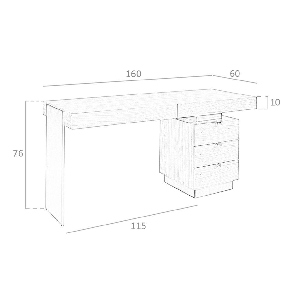 SCHREIBTISCH Schreibtisch Nussbaum und abgedunkelter polierter Stahl 160/60/76 cm - Edelstahlfarben/Walnussfarben, Holz (60/160/76cm) - ANGEL CERDA