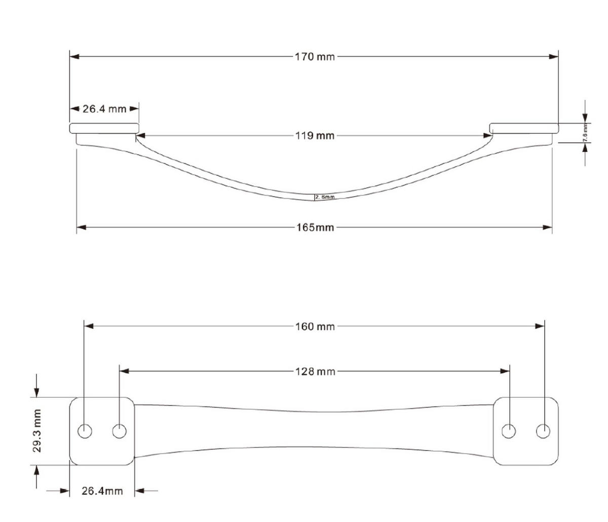 MÖBELGRIFF BA 128/160mm Küchengriff dunkel gebürstet Schrankgriff Industrie-Look - Braun, Metall (1.5/2.8/17cm) - Livingpoint24