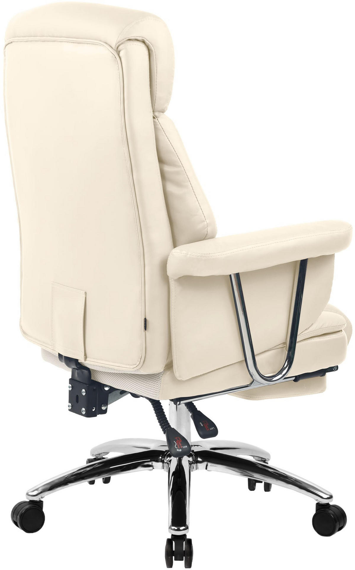 CHEFSESSEL Echtleder Creme - Chromfarben/Creme, Leder/Metall (78/114/66cm) - CLP