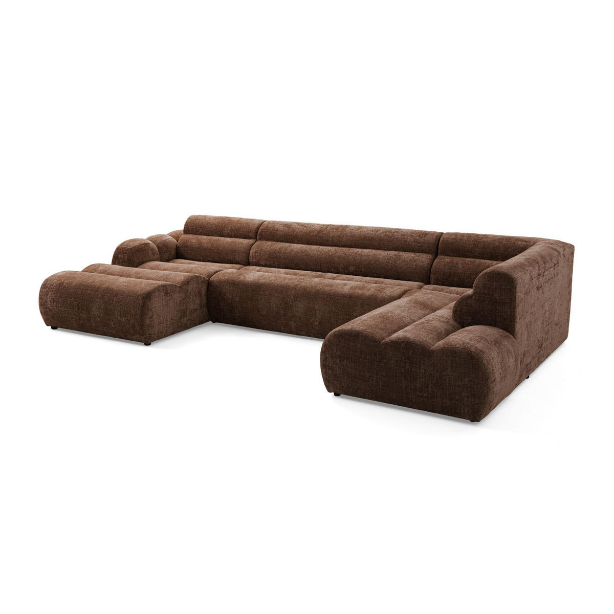 6-SITZER modulares Wohnlandschaft U XXL VEER SET 4 Rechts, 368 x 190 cm, Chenille Webstoff Orange - Schwarz/Orange, Holz/Kunststoff (190/75/368cm) - Muffo