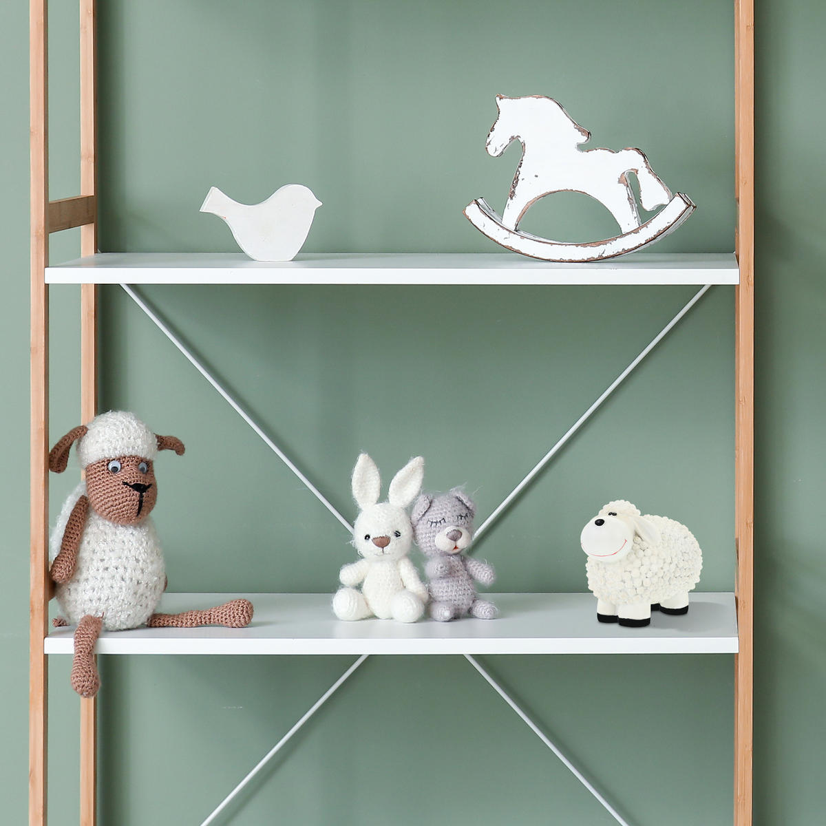 SCHAF-GARTENFIGUR - Grün, Kunststoff (21/16/12.5cm) - Relaxdays